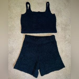 Skims Cozy Knit Tank and Shorts in Black L/XL